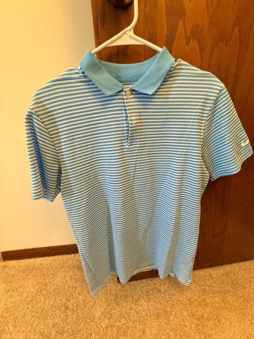 Nike Golf Dri-FIT Men's Striped Polo Shirt Small Light Blue